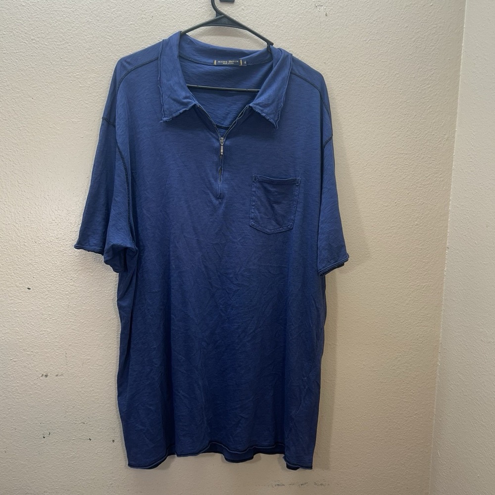 Agave Denim Polo‎ Shirt Mens XL Harpoon Blue Short Sleeve Made in USA Lux